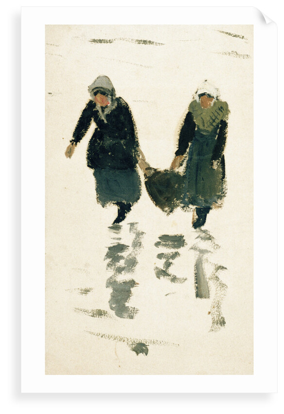 Two fisherwomen carrying the catch, Northern France by William Lionel Wyllie