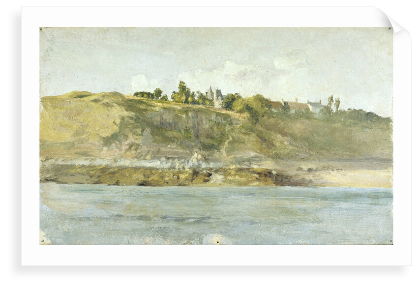 A village on the coast seen from the sea, Northern France by William Lionel Wyllie