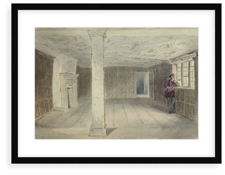 View of an unfurnished room with ornate ceiling by Edward William Cooke