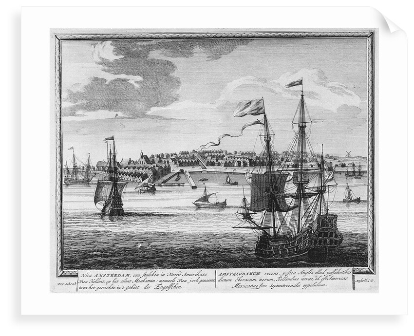 Nieu Amsterdam, een stedeken in Noord Amerikaes. Nieu Hollant op het eilant Mankattan: namaels Nieu Jork genaemt, toen het geraekte in't gebiet der Engelschen' by Peter Schenk