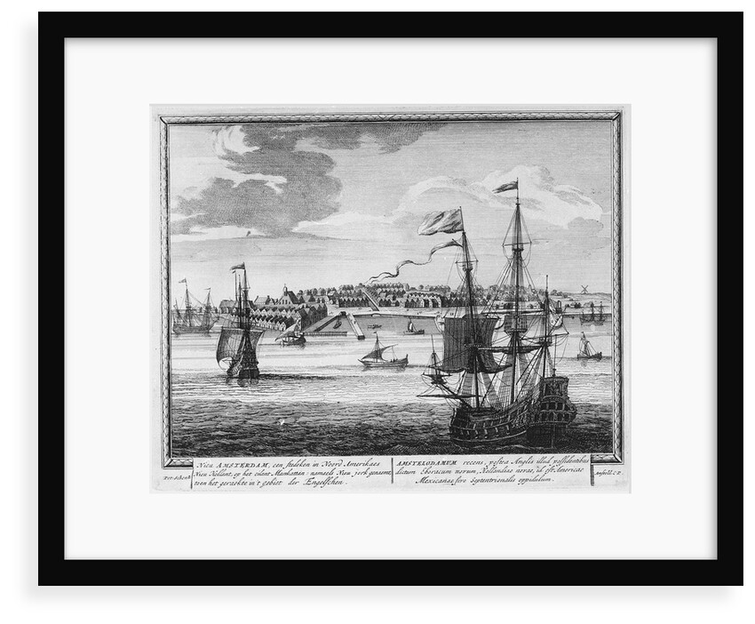 Nieu Amsterdam, een stedeken in Noord Amerikaes. Nieu Hollant op het eilant Mankattan: namaels Nieu Jork genaemt, toen het geraekte in't gebiet der Engelschen' by Peter Schenk