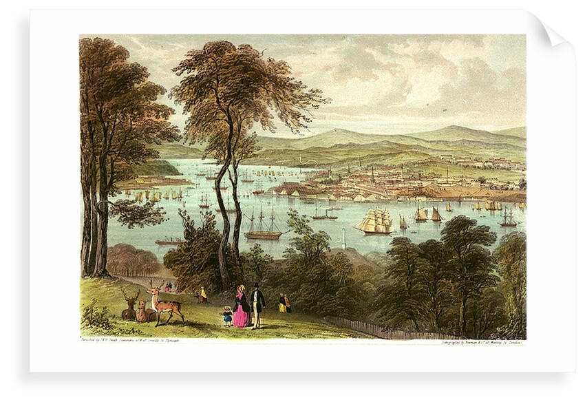 Devonport & the Hamoaze from Mount Edgecumbe. Six Views of the Picturesque Scenery of Plymouth by Newman & Co