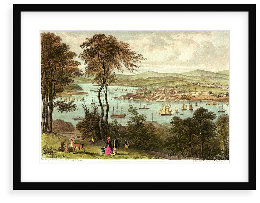 Devonport & the Hamoaze from Mount Edgecumbe. Six Views of the Picturesque Scenery of Plymouth by Newman & Co