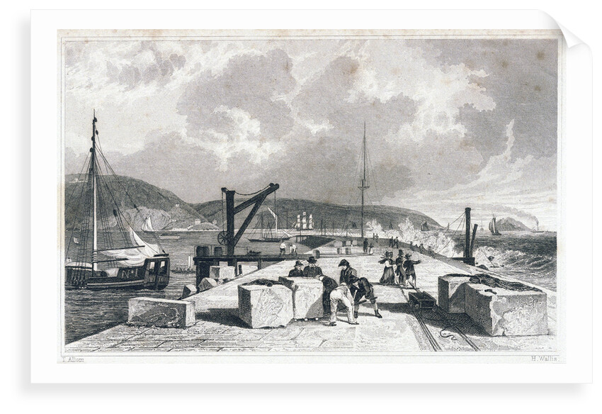 Plymouth Breakwater from the West by Thomas Allom