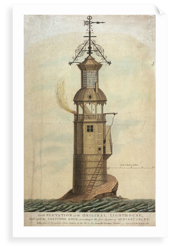 South Elevation of the Original Lighthouse, Built upon the Edystone Rock, according to the first Design of Mr Winstanley' by Jaaziell Johnston