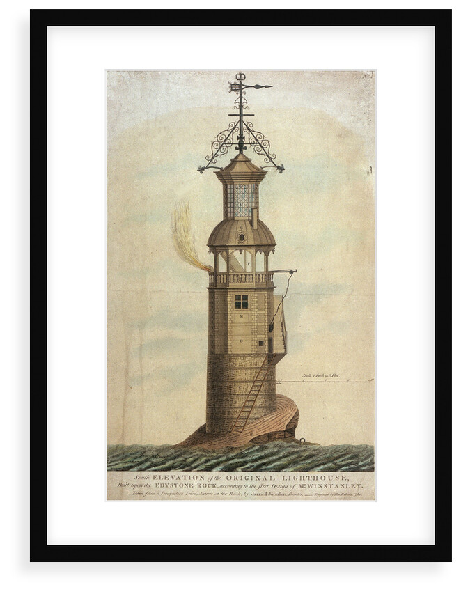 South Elevation of the Original Lighthouse, Built upon the Edystone Rock, according to the first Design of Mr Winstanley' by Jaaziell Johnston
