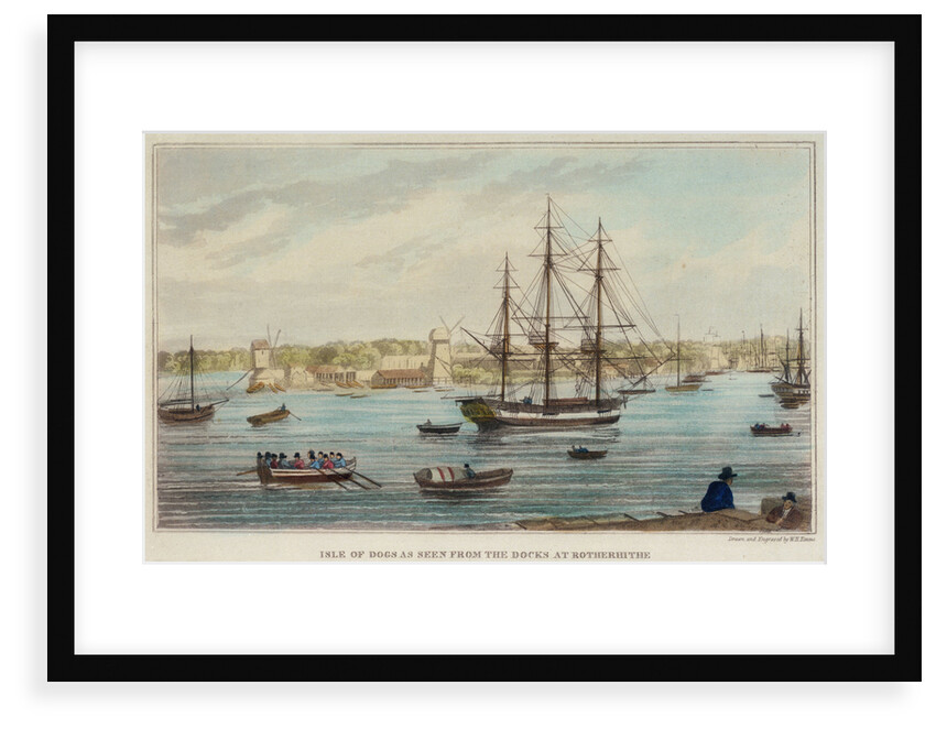 Isle of Dogs as seen from the docks at Rotherhithe by W. H. Timms