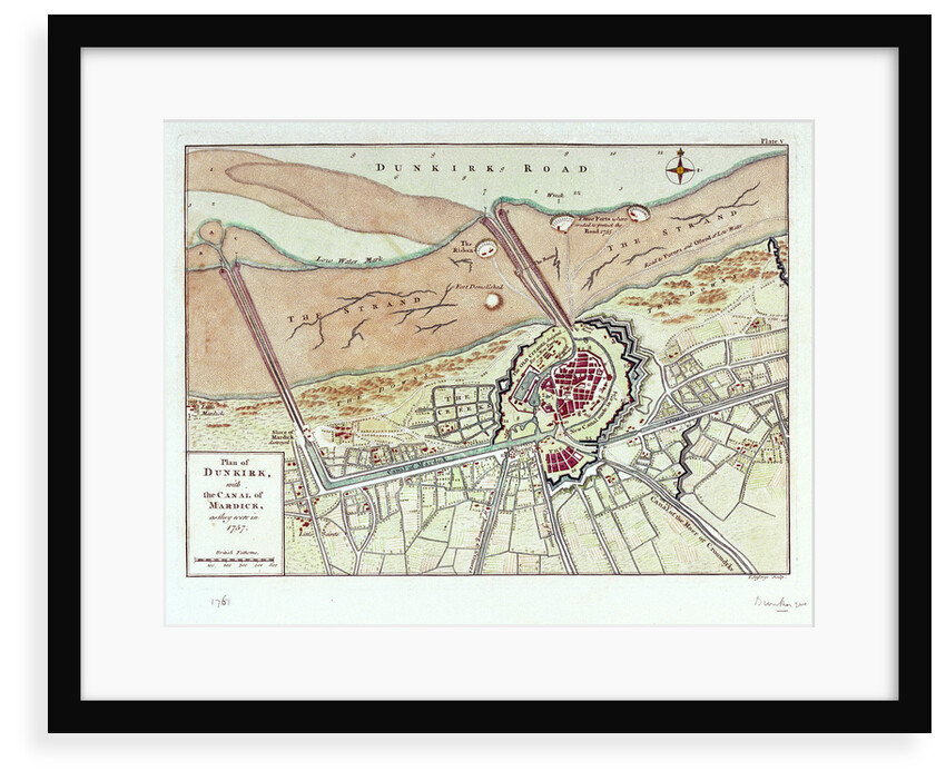 Plan of Dunkirk with the canal of Mardick, as they were in 1757 by T. Jefferys