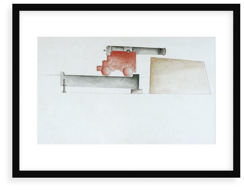 A cannon at Mortella Tower. Third illustration in Plan of Mortella Tower, St Fiorenzo Bay. Corsica, 1794 by DCF