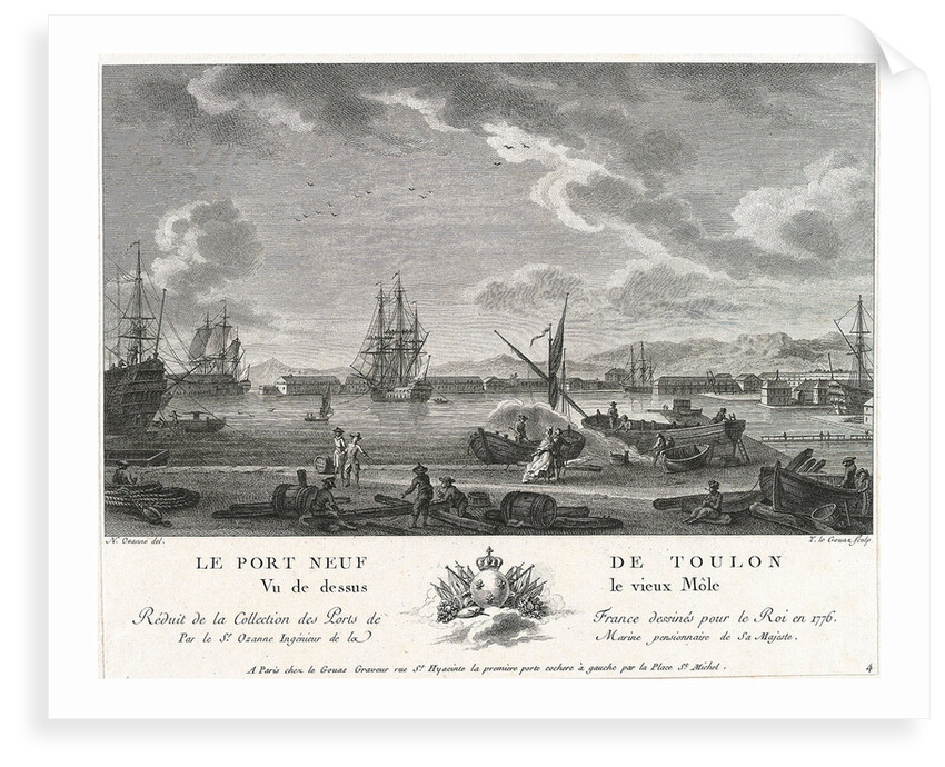 Le Port Neuf de Toulon, Vu de dessus le vieux Mole Reduit de la Collection des Ports de France dessines pour le Roi en 1776, Par le Sr Ozanne Ingenieur de la Marine Pensionnaire de Sa Majeste' by Nicolas Marie Ozanne