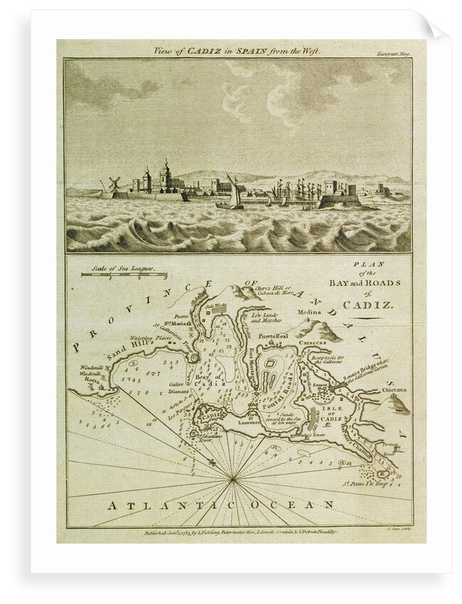 View of Cadiz in Spain from the west by J. Cary