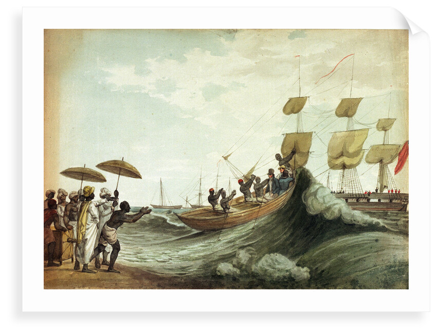 Ship's boat arriving on beach, Madras by unknown