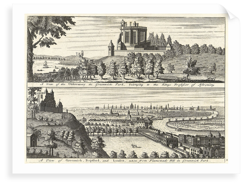 A view of the Observatory in Greenwich Park...[and] A view of Deptford and London taken from Flamsteed Hill in Greenwich Park by E. Kinhall