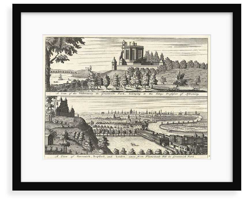 A view of the Observatory in Greenwich Park...[and] A view of Deptford and London taken from Flamsteed Hill in Greenwich Park by E. Kinhall