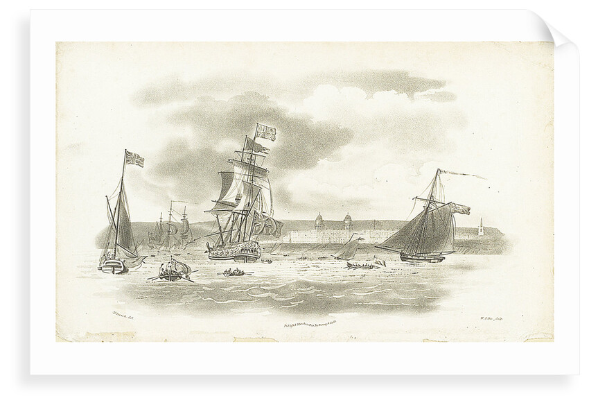 Greenwich Hospital in the distance, with the 'Augusta', royal yacht, 5 April 1795 by Nicholas Pocock