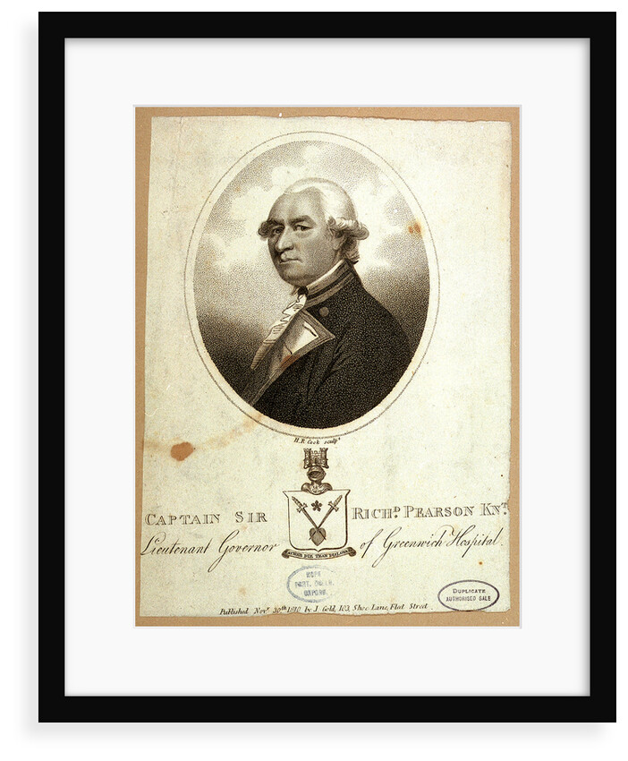 Captain Sir Richd Pearson Knt. Lieutenant Governor of Greenwich Hospital by Charles Grignion