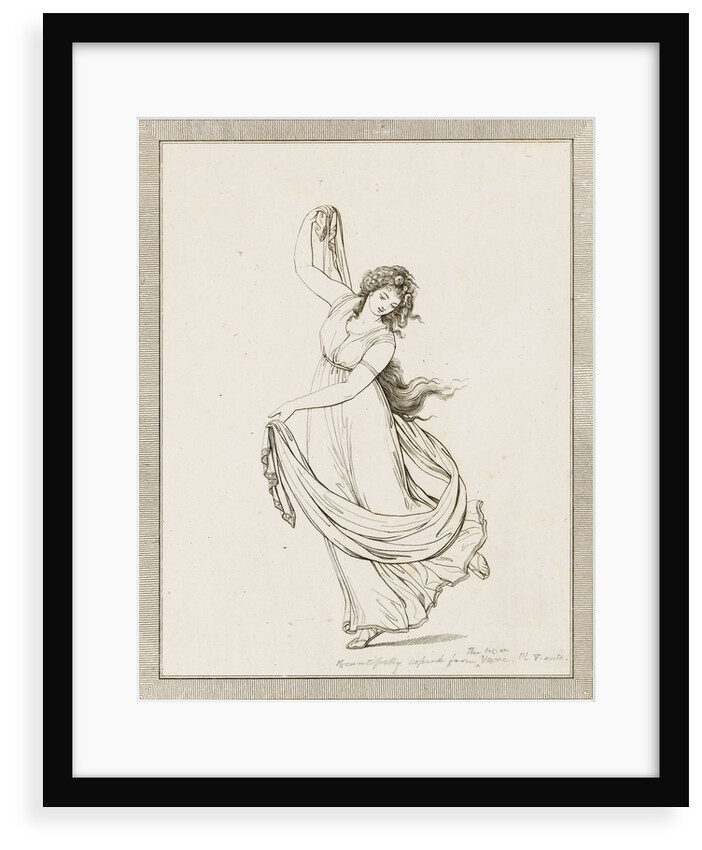 Emma, Lady Hamilton, in a classical pose, dancing and poised on her right foot by Frederick Rehberg