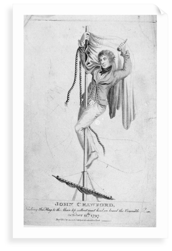John Crawford, Nailing the Flag to the Main top gallant mast head by H. S. Kirby