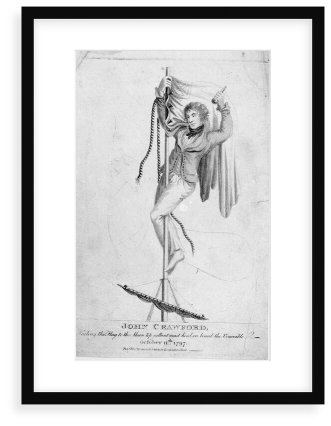 John Crawford, Nailing the Flag to the Main top gallant mast head by H. S. Kirby