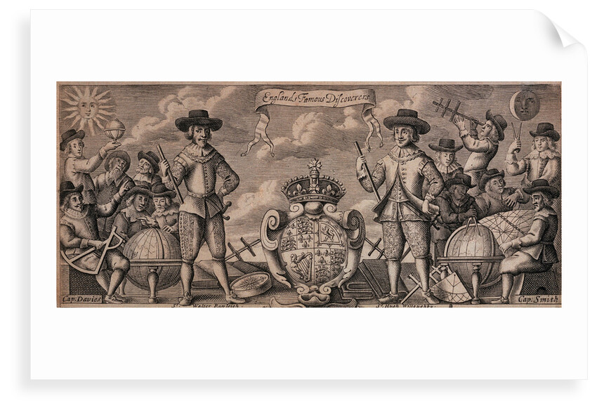 Englands Famous Discoverers. Cap Davies. Sr Walter Rawleigh, Sr. Hugh Willoughby, Cap: Smith by Unknown