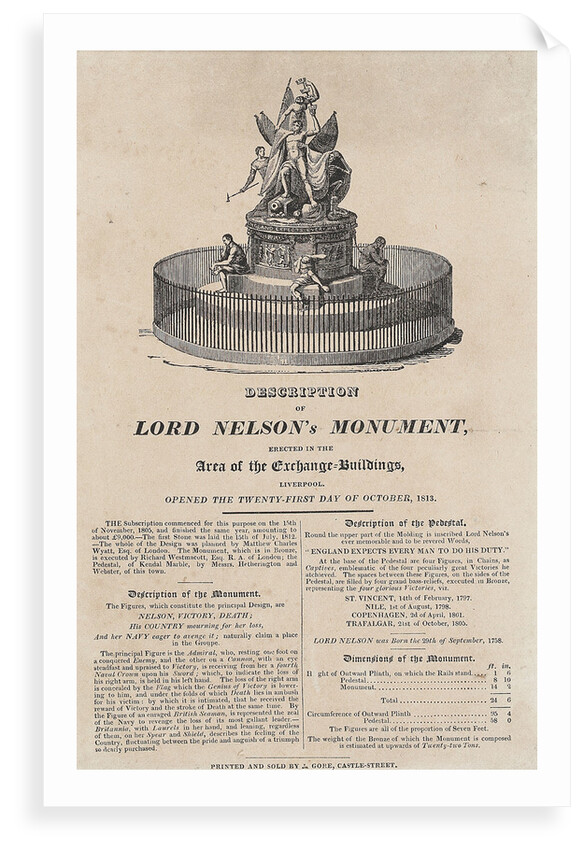 Lord Nelson's monument by J. Gore