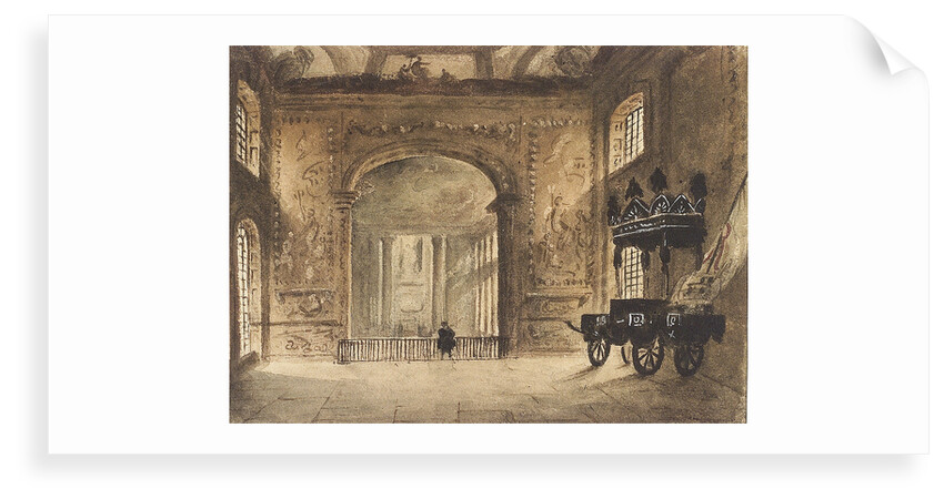 The Painted Hall Greenwich, from the Upper Hall, showing Nelson's funeral car by unknown