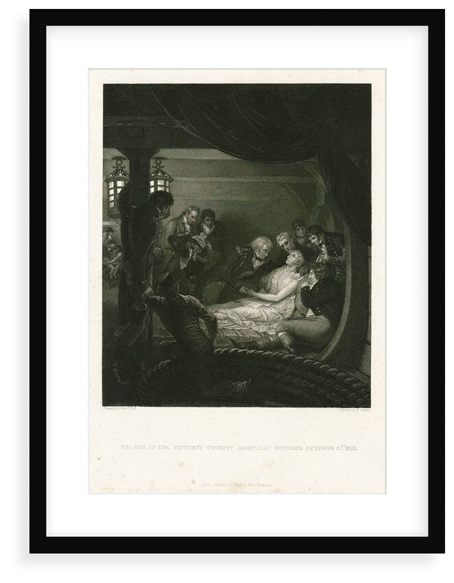 Nelson in The Victory's cockpit, mortally wounded, 21 October 1805 by Benjamin West