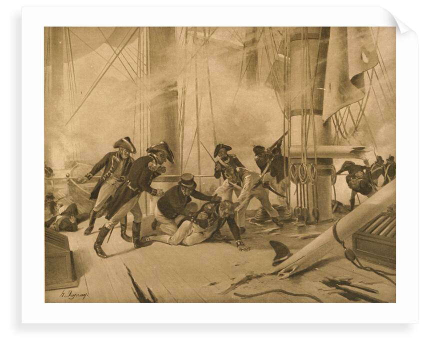 Nelson wounded at The Battle of Trafalgar, 21 October 1805 by N. Dupray