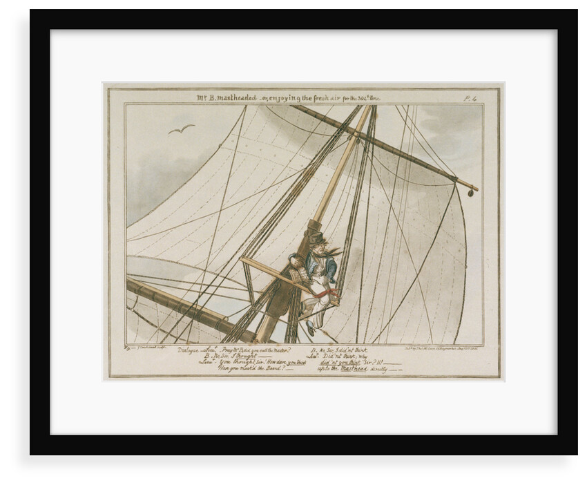Midshipman Blockhead, Mr B mastheaded or enjoying the fresh air for the 304th time by George Cruikshank