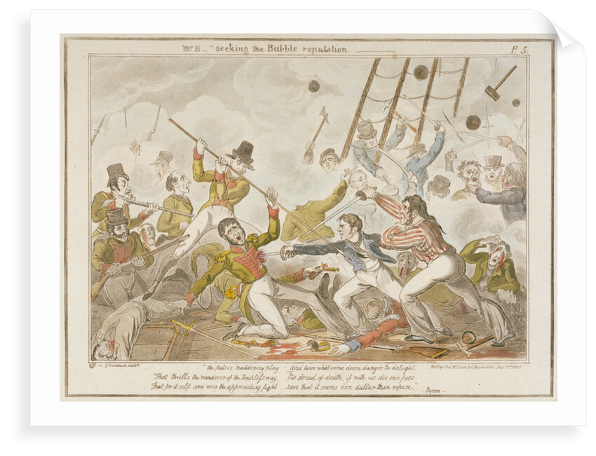 Midshipman Blockhead, Mr B seeking the Bubble reputation by George Cruikshank