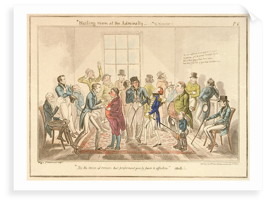 Midshipman Blockhead, Waiting room at the Admiralty by George Cruikshank