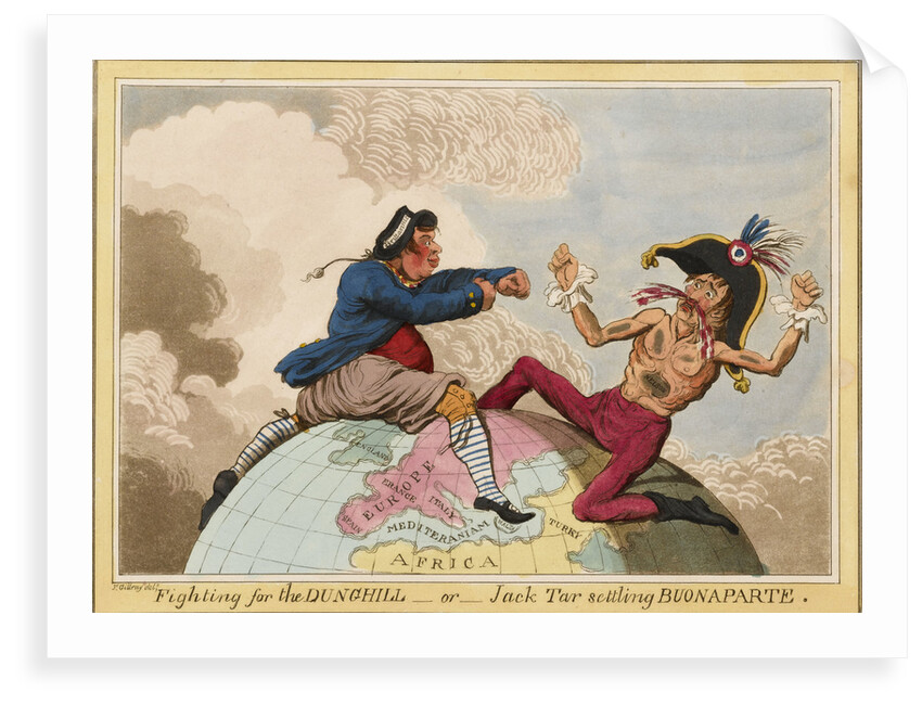 Fighting for the Dunghill, or, Jack Tar Setting Buonaparte by James Gillray