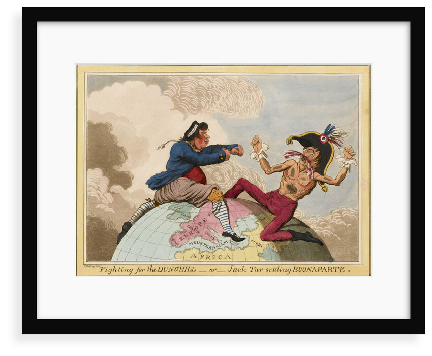 Fighting for the Dunghill, or, Jack Tar Setting Buonaparte by James Gillray