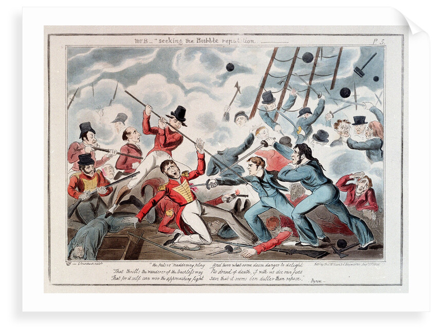 Midshipman Blockhead, Mr B seeking the Bubble reputation by George Cruikshank