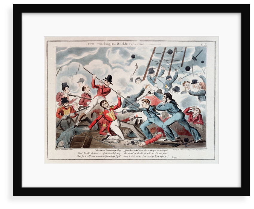Midshipman Blockhead, Mr B seeking the Bubble reputation by George Cruikshank