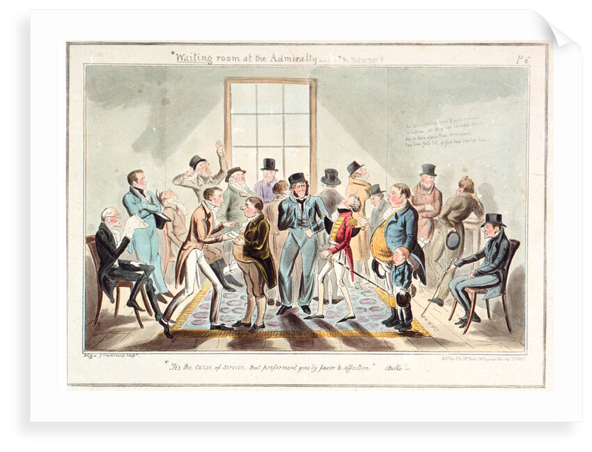 Midshipman Blockhead, waiting room at the Admiralty by George Cruikshank