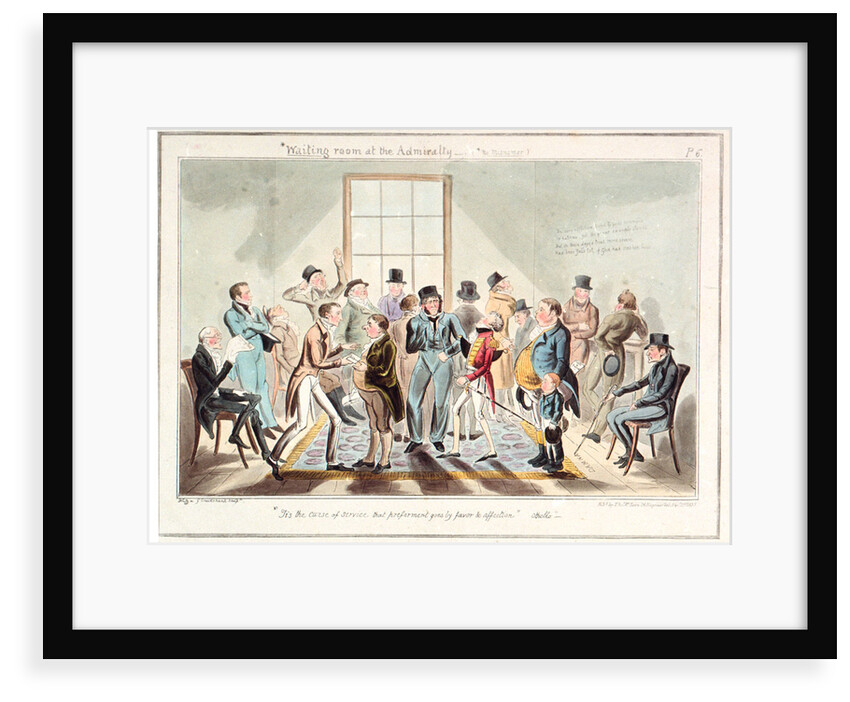 Midshipman Blockhead, waiting room at the Admiralty by George Cruikshank