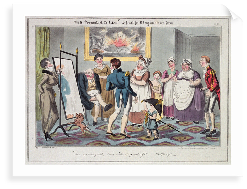 Midshipman Blockhead, Mr B Promoted to Lieut & first putting on his uniform by George Cruikshank