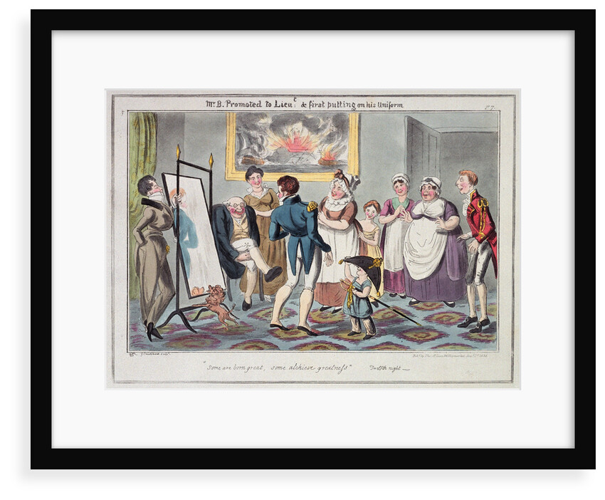 Midshipman Blockhead, Mr B Promoted to Lieut & first putting on his uniform by George Cruikshank