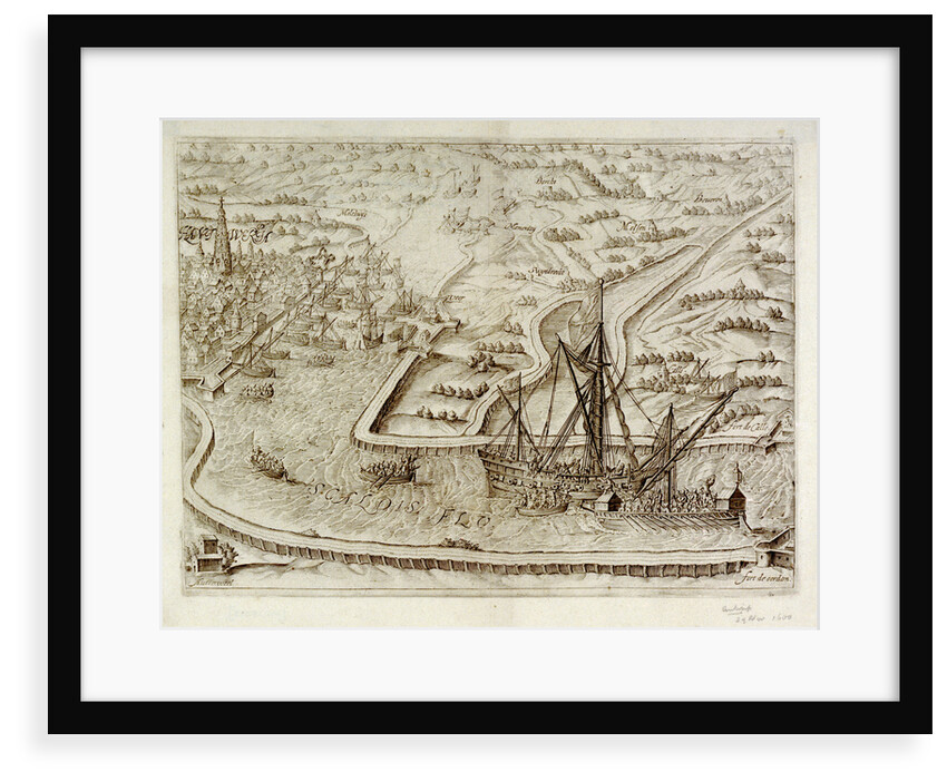 Black Galley cuts out large Spanish Cromster by Johannus Theodorus de Bry