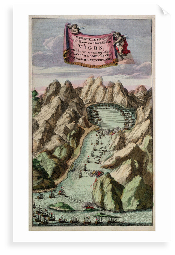Verbeelding van de Baayen Havens van Vigos, met de verovering der Fransche oorlogs-en Spaansche zilvervloot by Unknown