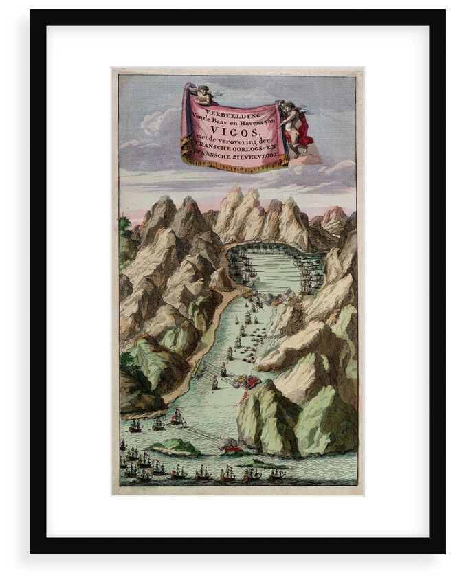 Verbeelding van de Baayen Havens van Vigos, met de verovering der Fransche oorlogs-en Spaansche zilvervloot by Unknown