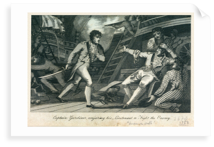Captain Gardiner, conjuring his Lieutenant to Fight the Enemy' by James Cundee