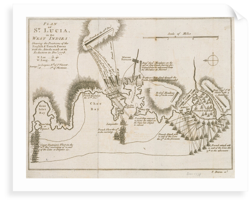 Plan of St Lucia in the West Indies, December 1778 by T. Bowen
