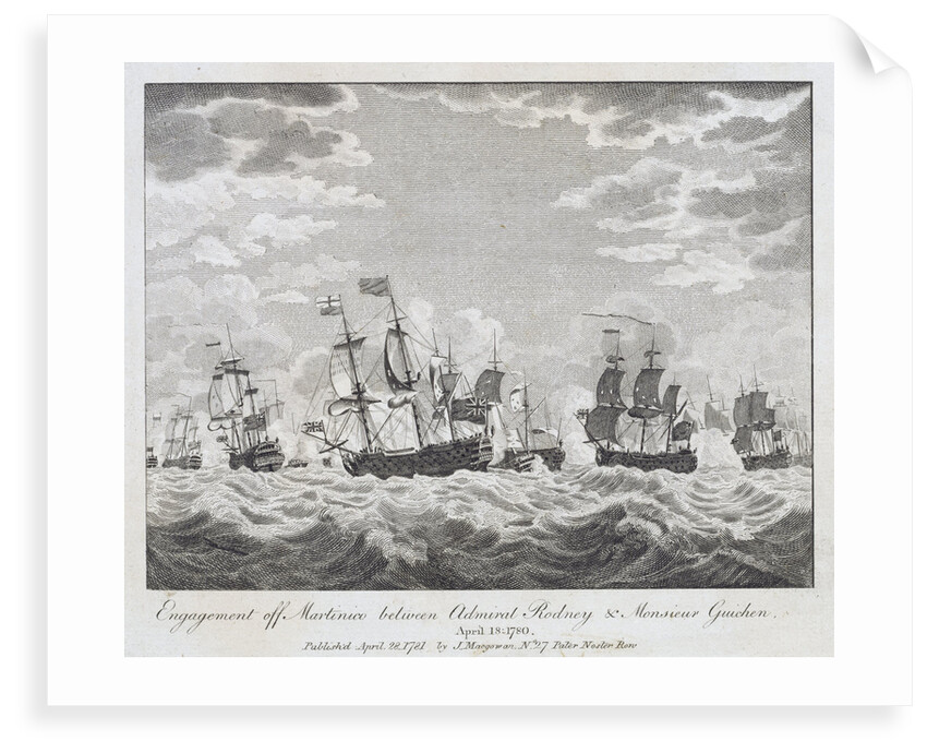 Engagement off Martinico between Admiral Rodney & Monsieur Guichen April 18, 1780 by James MacGowan
