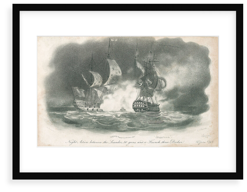 Night action between the 'Leander' 50 guns, and a French three-decker by Nicholas Pocock