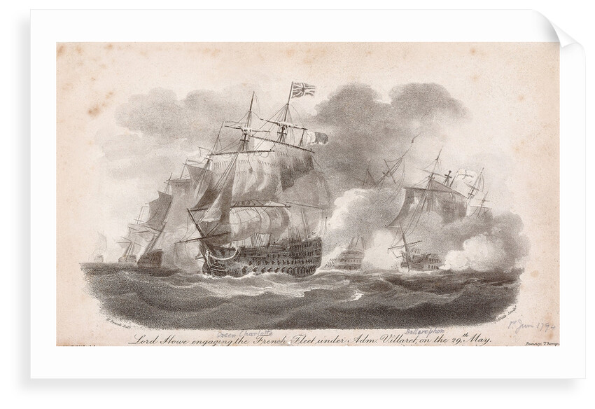 The Battle of the Glorious 1 June, 1794: Lord Howe engaging the French Fleet under Adm Villaret on the 29 May by Nicholas Pocock