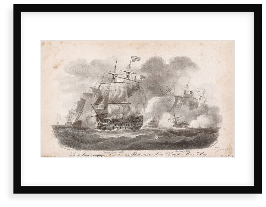 The Battle of the Glorious 1 June, 1794: Lord Howe engaging the French Fleet under Adm Villaret on the 29 May by Nicholas Pocock