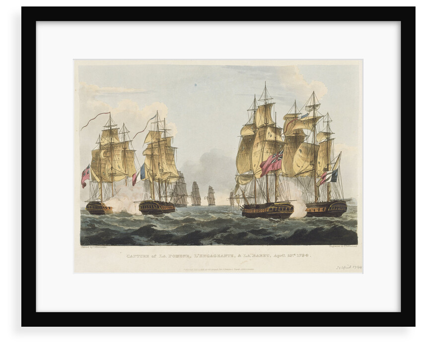 Capture of 'La Pomone',  'L' Engageante' & 'La Babet', 23 April 1794 by Thomas Whitcombe