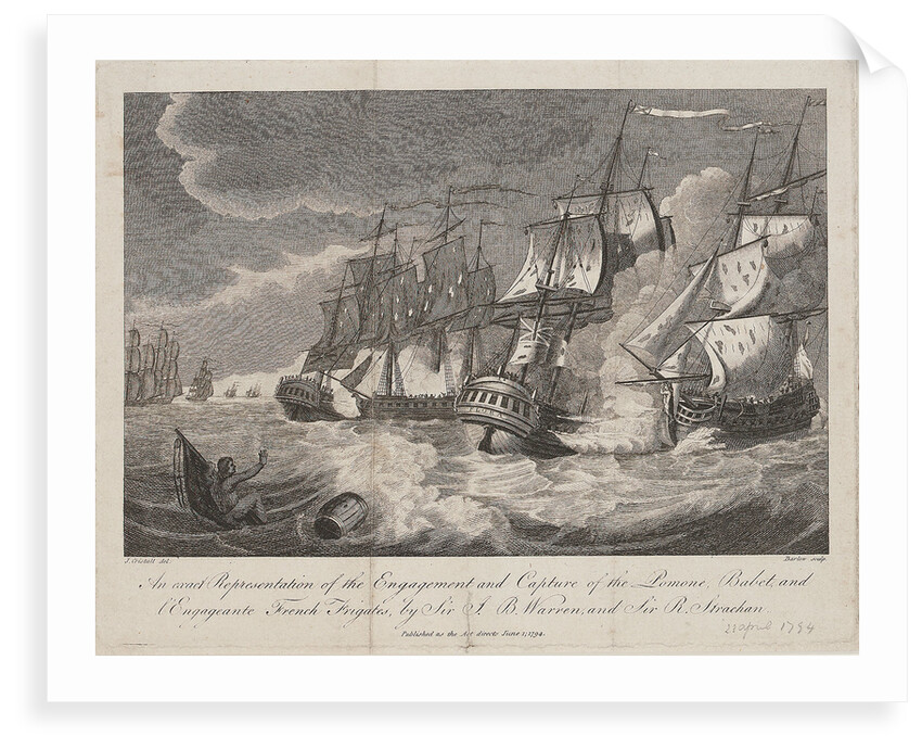 Capture of 'La Pomone',  'L' Engageante' & 'La Babet', 23 April 1794 by Joshua Cristall